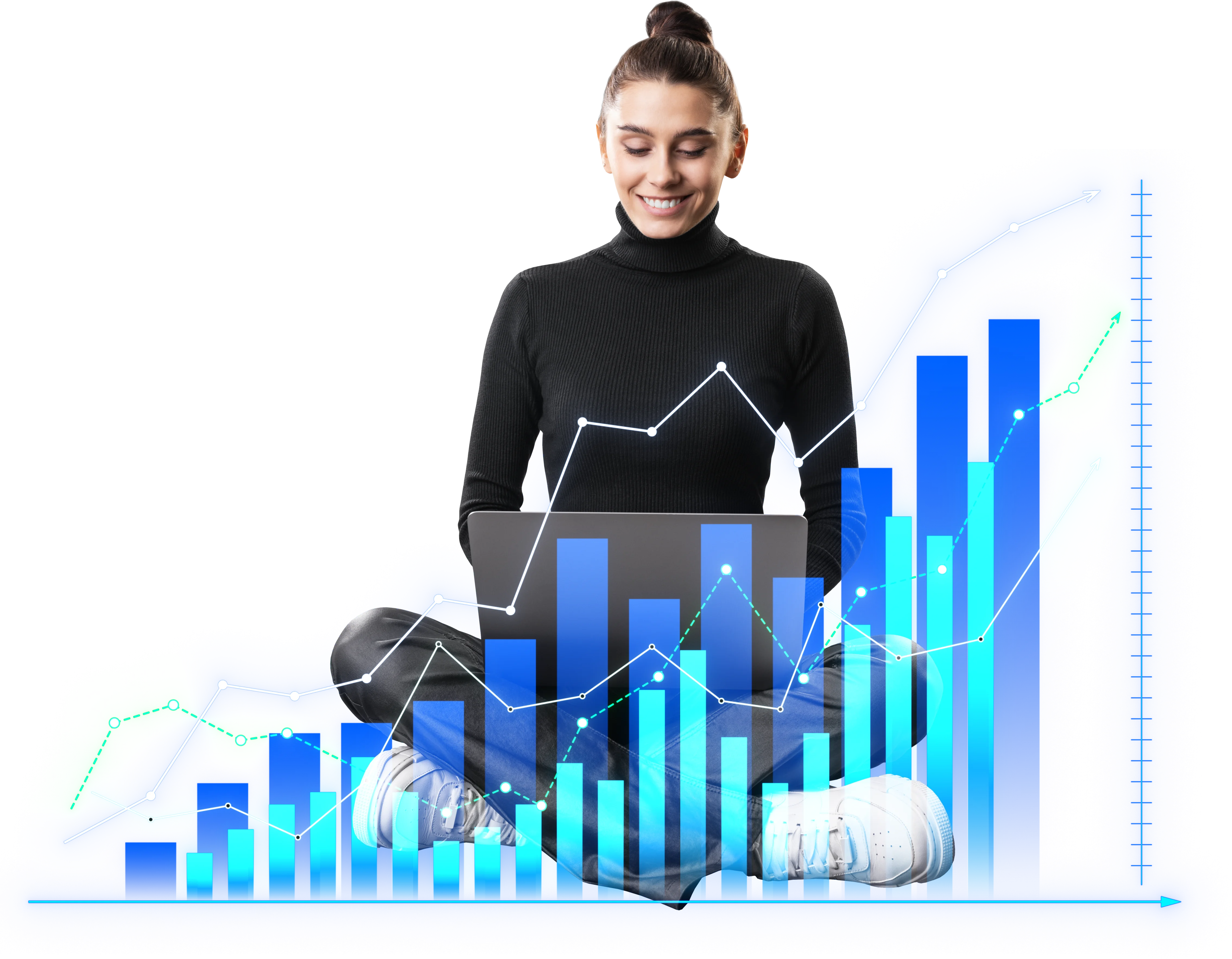 Professional reviewing business performance data on a laptop